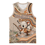 Personalised Australia Father's Day Basketball Jersey Koality Dad Fishing Aboriginal Dot Art