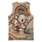 Personalised Australia Father's Day Basketball Jersey Koality Dad Fishing Aboriginal Dot Art