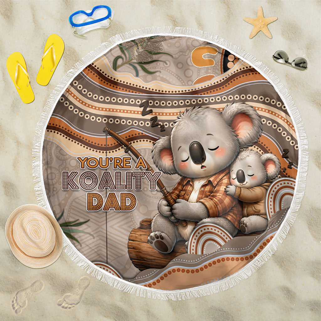 Australia Father's Day Beach Blanket Koality Dad Fishing Aboriginal Dot Art