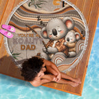 Australia Father's Day Beach Blanket Koality Dad Fishing Aboriginal Dot Art