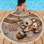 Australia Father's Day Beach Blanket Koality Dad Fishing Aboriginal Dot Art