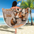 Australia Father's Day Beach Blanket Koality Dad Fishing Aboriginal Dot Art