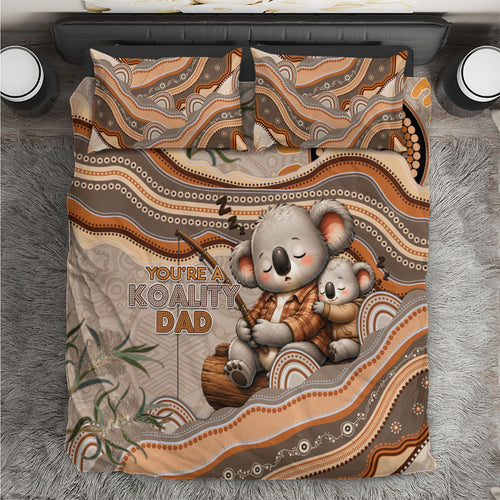 Australia Father's Day Bedding Set Koality Dad Fishing Aboriginal Dot Art
