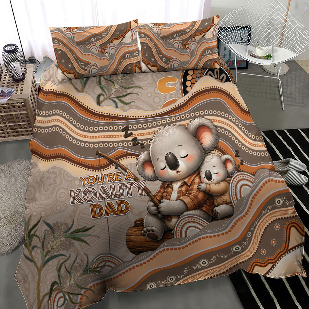 Australia Father's Day Bedding Set Koality Dad Fishing Aboriginal Dot Art