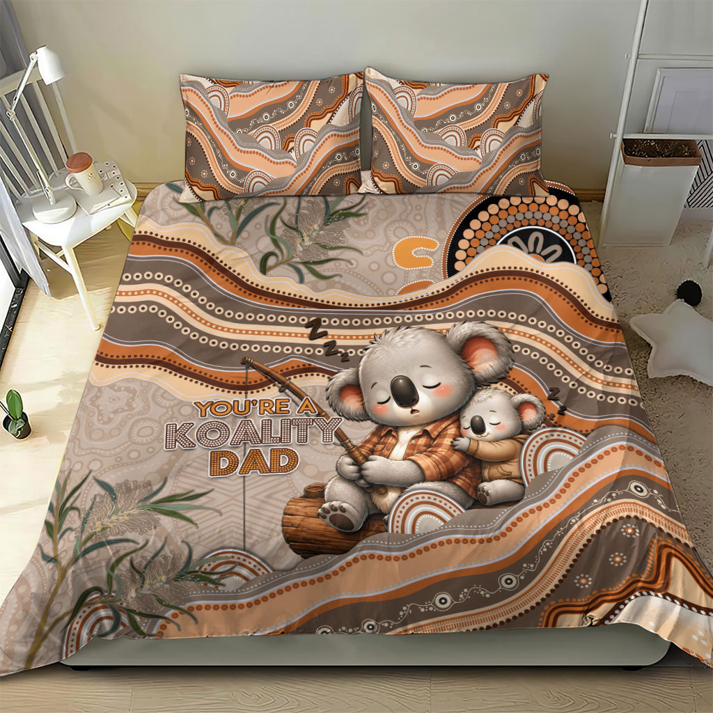 Australia Father's Day Bedding Set Koality Dad Fishing Aboriginal Dot Art