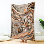 Australia Father's Day Blanket Koality Dad Fishing Aboriginal Dot Art