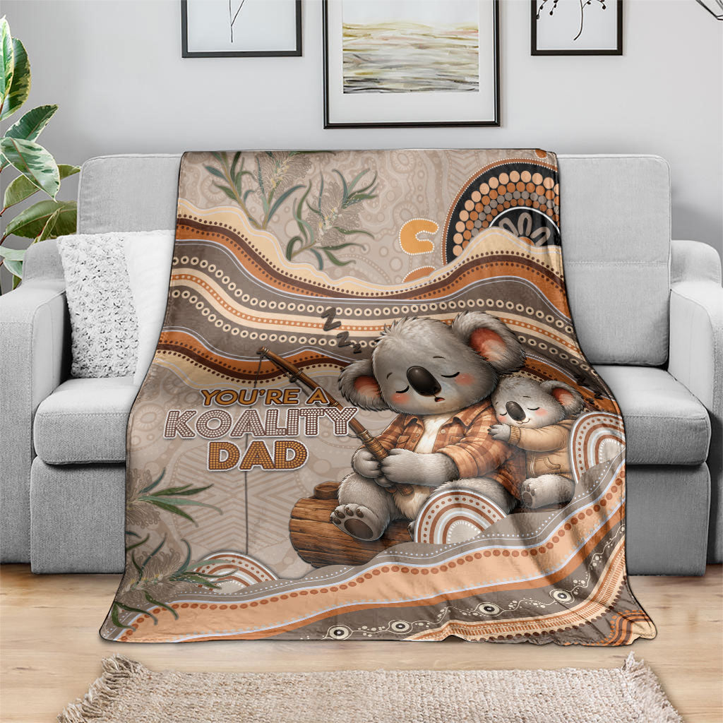 Australia Father's Day Blanket Koality Dad Fishing Aboriginal Dot Art