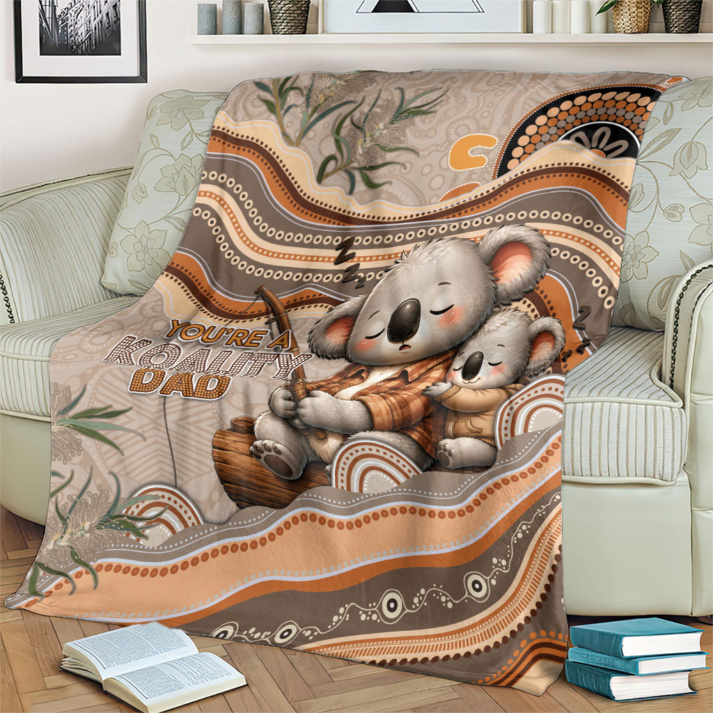 Australia Father's Day Blanket Koality Dad Fishing Aboriginal Dot Art