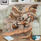 Australia Father's Day Blanket Koality Dad Fishing Aboriginal Dot Art