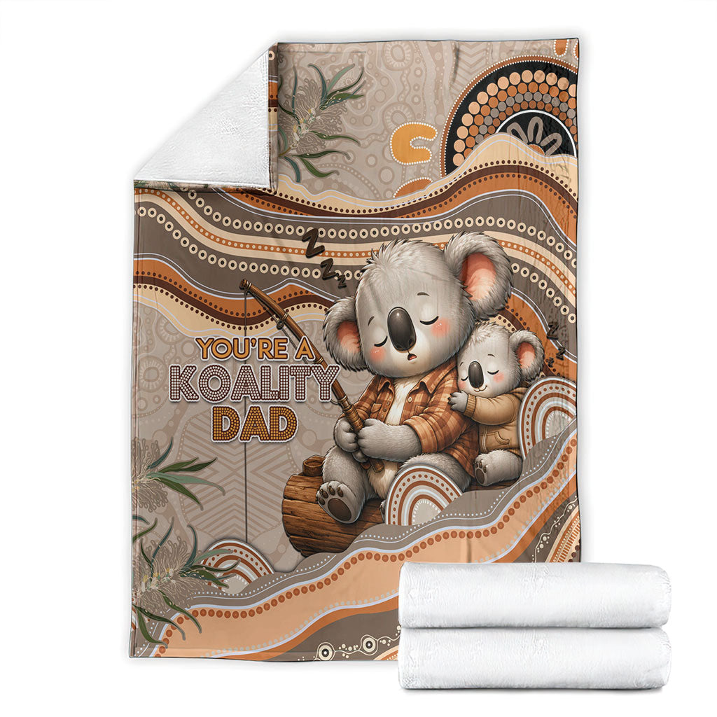 Australia Father's Day Blanket Koality Dad Fishing Aboriginal Dot Art
