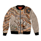 Personalised Australia Father's Day Bomber Jacket Koality Dad Fishing Aboriginal Dot Art