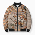 Personalised Australia Father's Day Bomber Puffer Jacket Koality Dad Fishing Aboriginal Dot Art