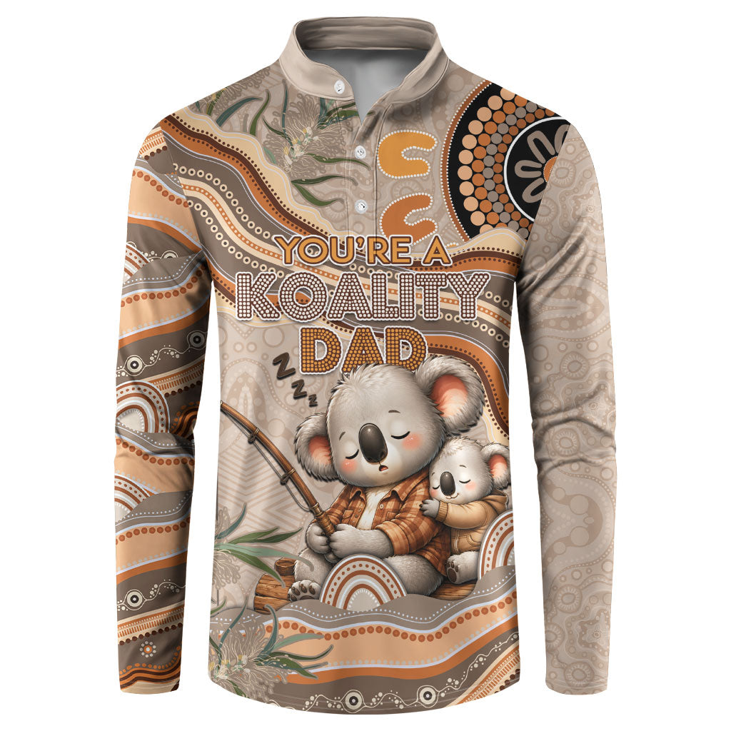 Personalised Australia Father's Day Button Sweatshirt Koality Dad Fishing Aboriginal Dot Art