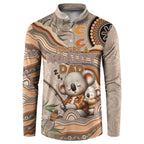 Personalised Australia Father's Day Button Sweatshirt Koality Dad Fishing Aboriginal Dot Art