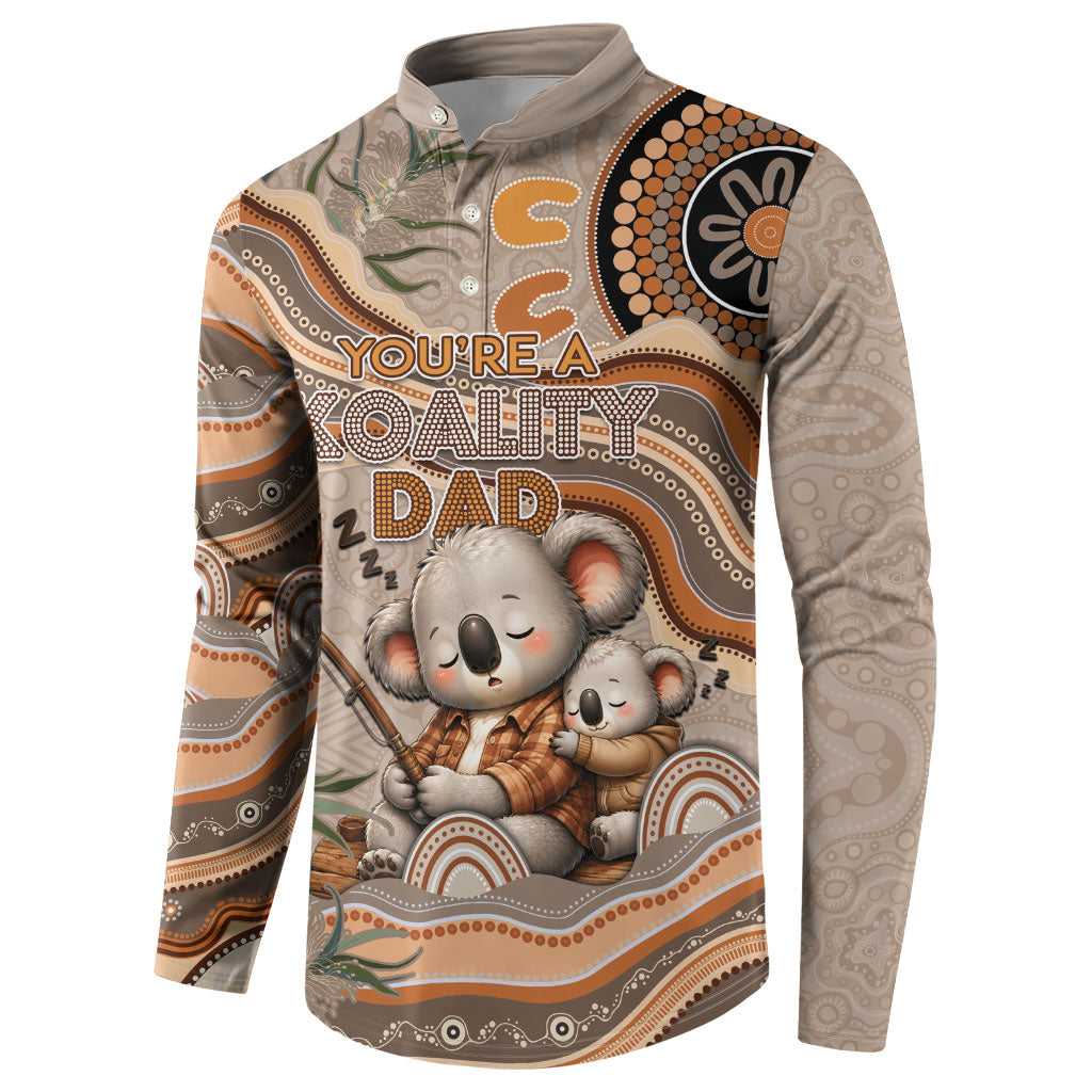 Personalised Australia Father's Day Button Sweatshirt Koality Dad Fishing Aboriginal Dot Art