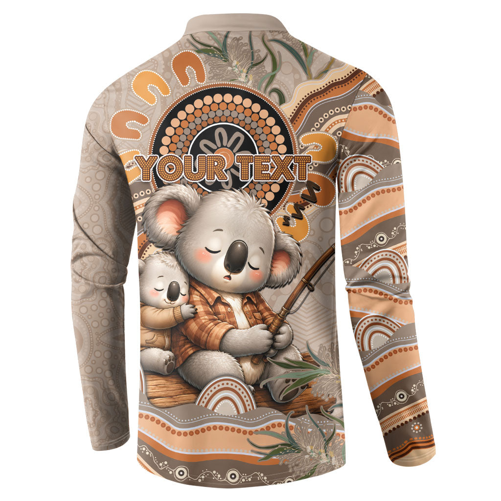 Personalised Australia Father's Day Button Sweatshirt Koality Dad Fishing Aboriginal Dot Art