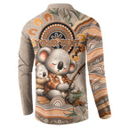 Personalised Australia Father's Day Button Sweatshirt Koality Dad Fishing Aboriginal Dot Art