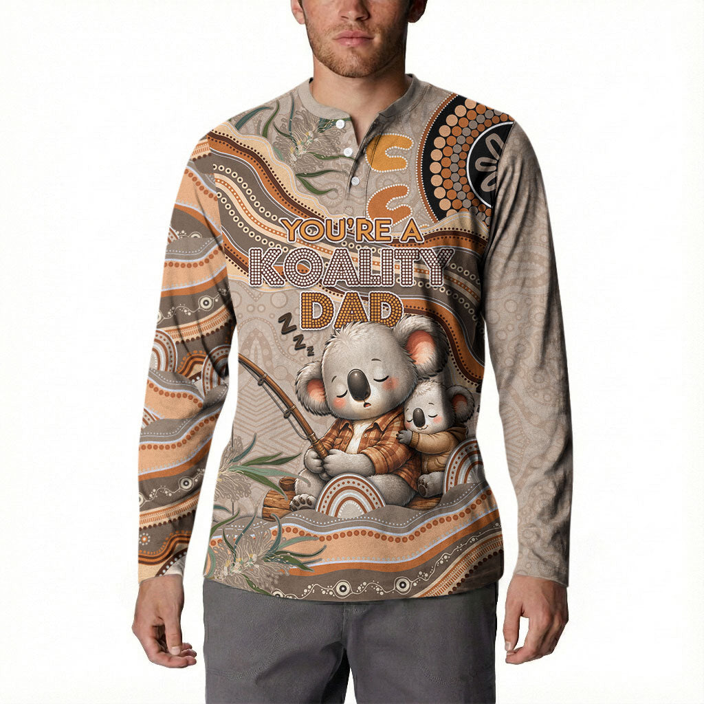 Personalised Australia Father's Day Button Sweatshirt Koality Dad Fishing Aboriginal Dot Art
