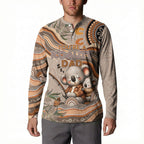 Personalised Australia Father's Day Button Sweatshirt Koality Dad Fishing Aboriginal Dot Art