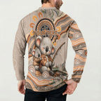 Personalised Australia Father's Day Button Sweatshirt Koality Dad Fishing Aboriginal Dot Art