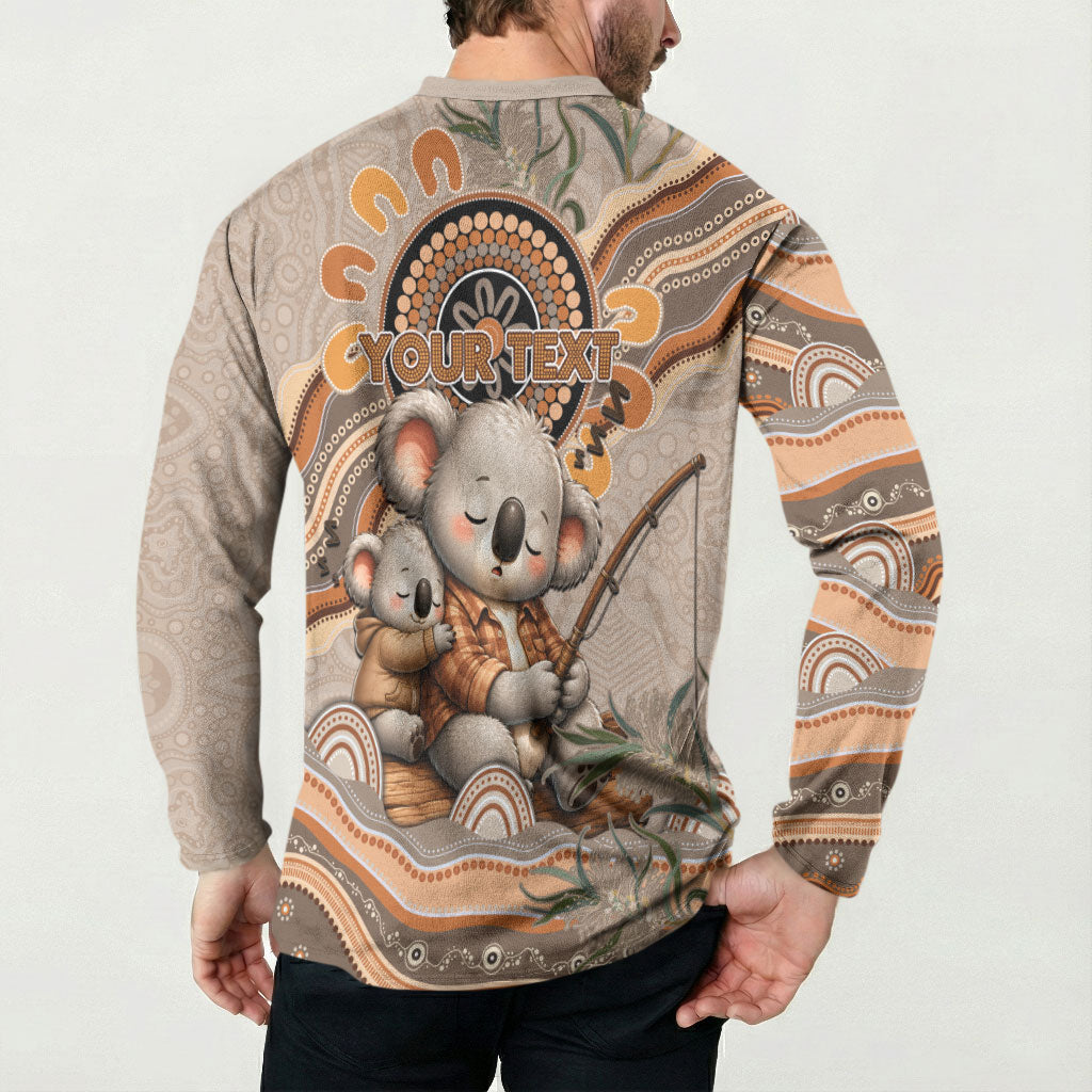 Personalised Australia Father's Day Button Sweatshirt Koality Dad Fishing Aboriginal Dot Art