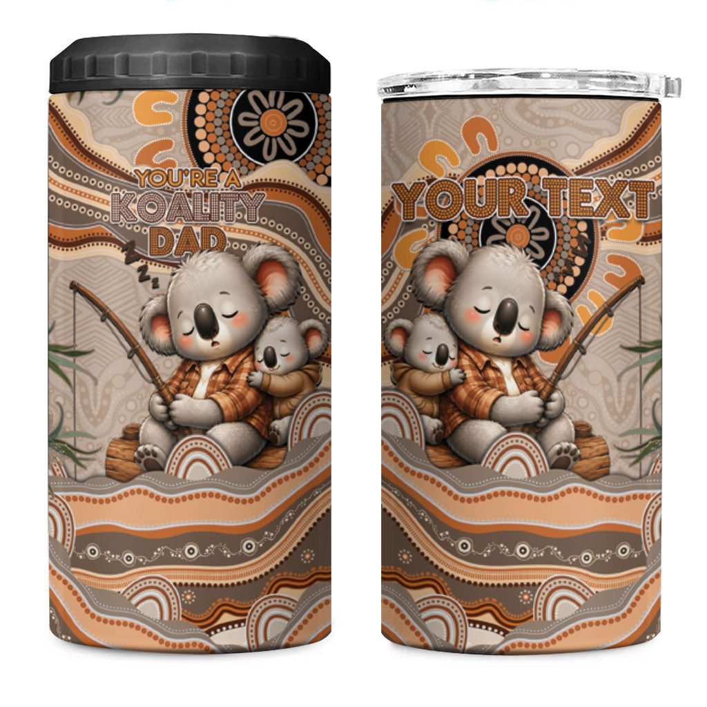 Personalised Australia Father's Day 4 in 1 Can Cooler Tumbler Koality Dad Fishing Aboriginal Dot Art