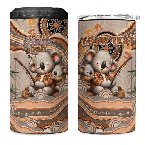 Personalised Australia Father's Day 4 in 1 Can Cooler Tumbler Koality Dad Fishing Aboriginal Dot Art