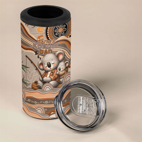 Personalised Australia Father's Day 4 in 1 Can Cooler Tumbler Koality Dad Fishing Aboriginal Dot Art