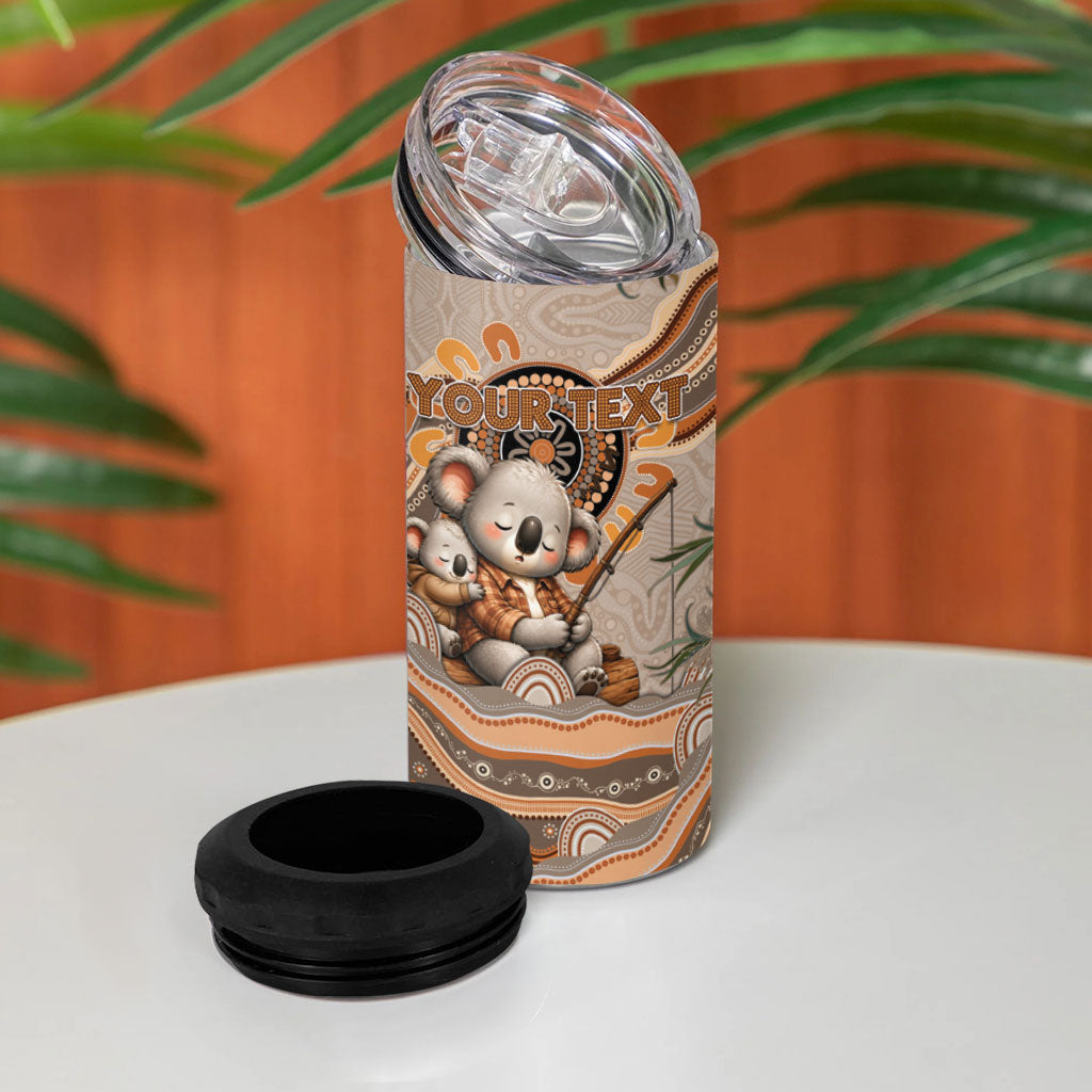 Personalised Australia Father's Day 4 in 1 Can Cooler Tumbler Koality Dad Fishing Aboriginal Dot Art