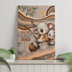 Australia Father's Day Canvas Wall Art Koality Dad Fishing Aboriginal Dot Art