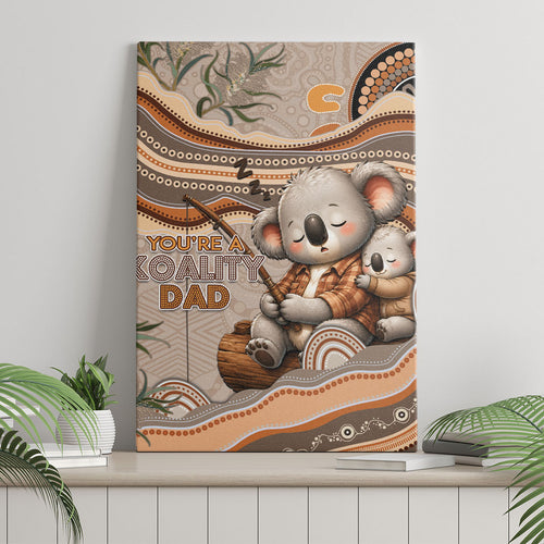 Australia Father's Day Canvas Wall Art Koality Dad Fishing Aboriginal Dot Art