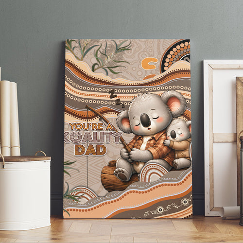 Australia Father's Day Canvas Wall Art Koality Dad Fishing Aboriginal Dot Art