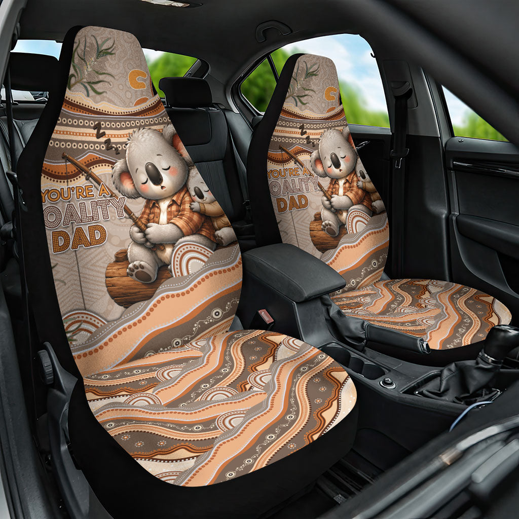 Australia Father's Day Car Seat Cover Koality Dad Fishing Aboriginal Dot Art