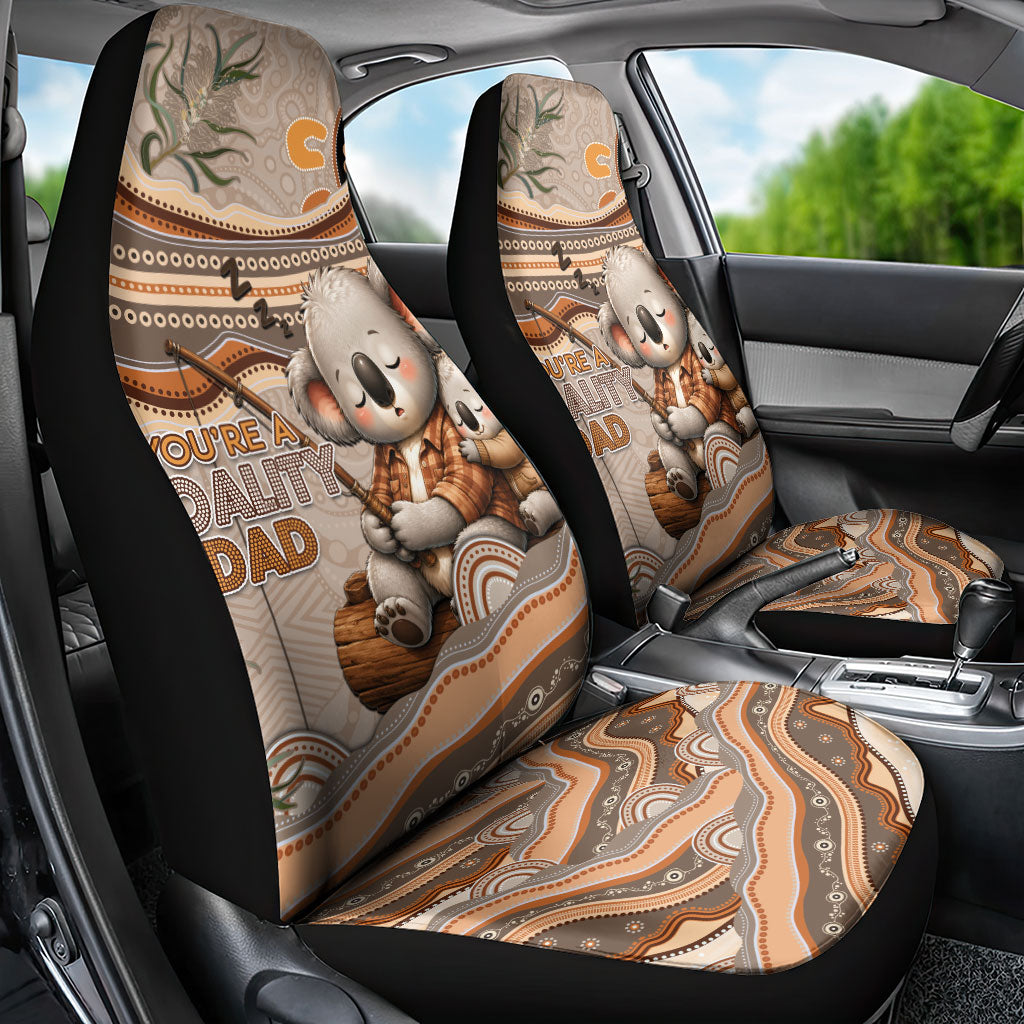 Australia Father's Day Car Seat Cover Koality Dad Fishing Aboriginal Dot Art