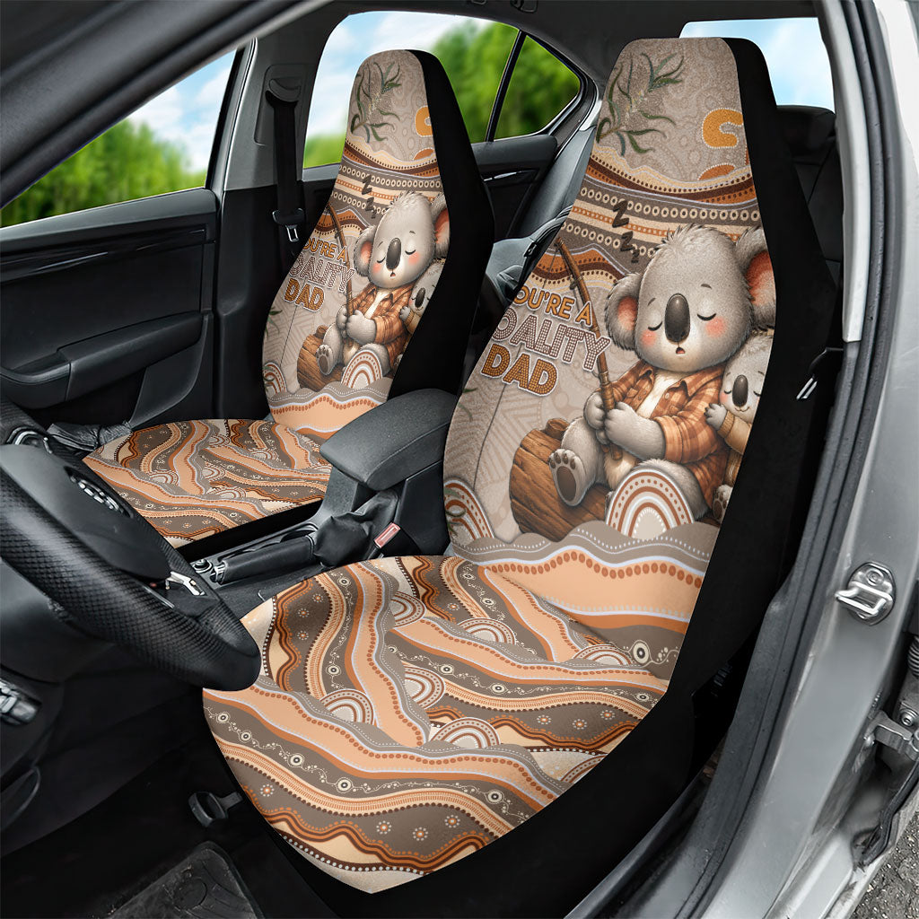Australia Father's Day Car Seat Cover Koality Dad Fishing Aboriginal Dot Art