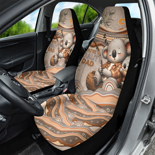 Australia Father's Day Car Seat Cover Koality Dad Fishing Aboriginal Dot Art