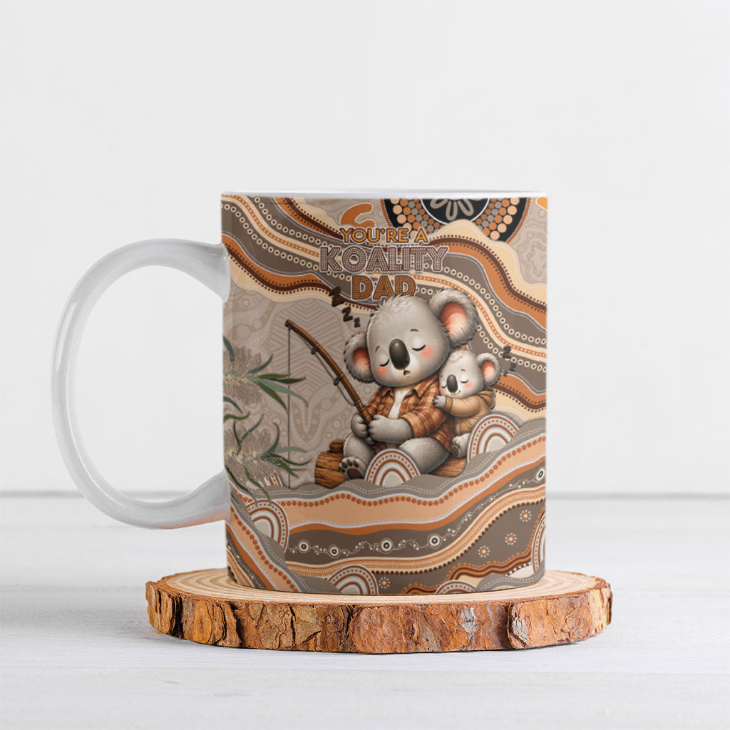 Personalised Australia Father's Day Ceramic Mug Koality Dad Fishing Aboriginal Dot Art