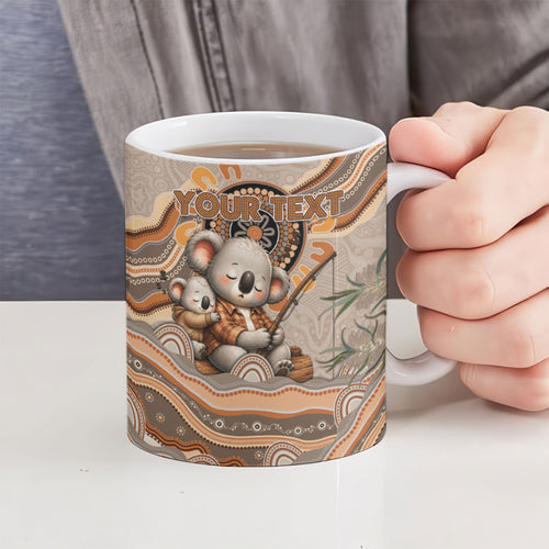 Personalised Australia Father's Day Ceramic Mug Koality Dad Fishing Aboriginal Dot Art