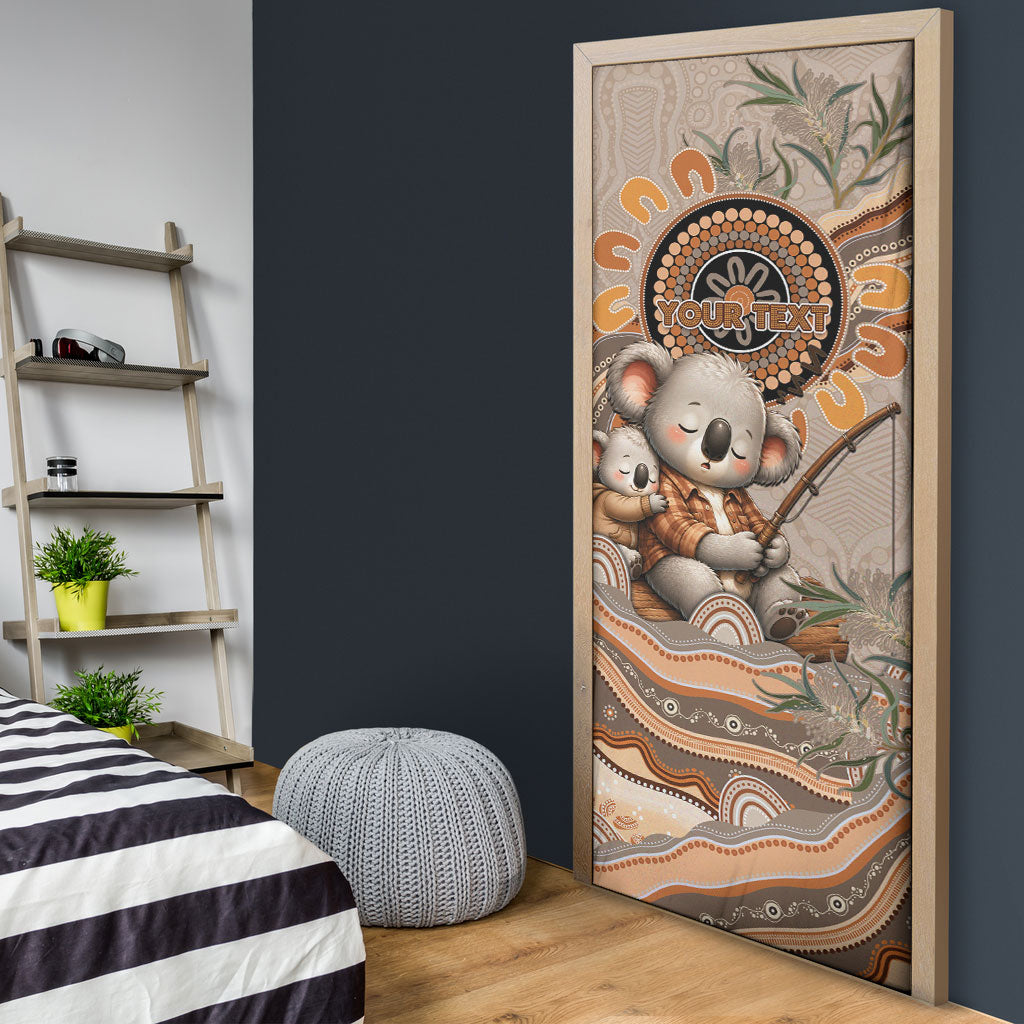 Personalised Australia Father's Day Door Cover Koality Dad Fishing Aboriginal Dot Art