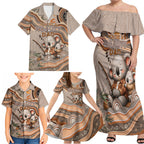 Personalised Australia Father's Day Family Matching Off Shoulder Maxi Dress and Hawaiian Shirt Koality Dad Fishing Aboriginal Dot Art