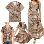 Personalised Australia Father's Day Family Matching Summer Maxi Dress and Hawaiian Shirt Koality Dad Fishing Aboriginal Dot Art