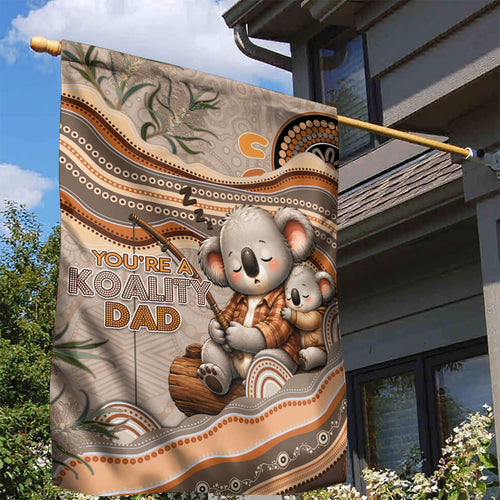 Australia Father's Day Garden Flag Koality Dad Fishing Aboriginal Dot Art