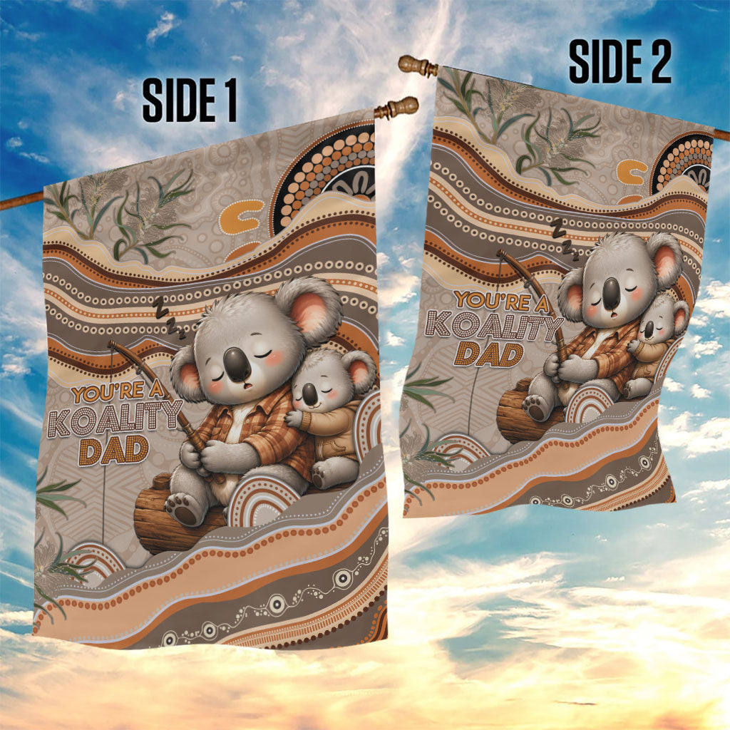 Australia Father's Day Garden Flag Koality Dad Fishing Aboriginal Dot Art