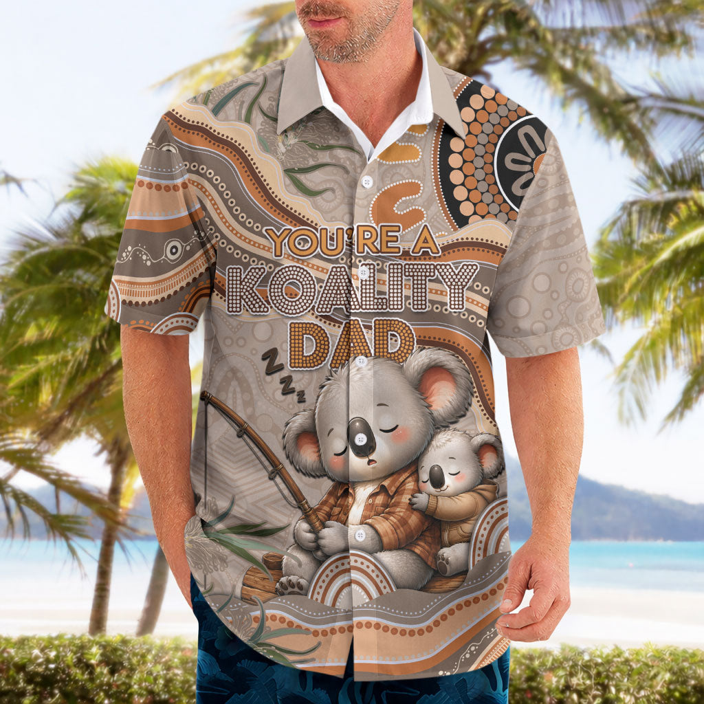 Personalised Australia Father's Day Hawaiian Shirt Koality Dad Fishing Aboriginal Dot Art