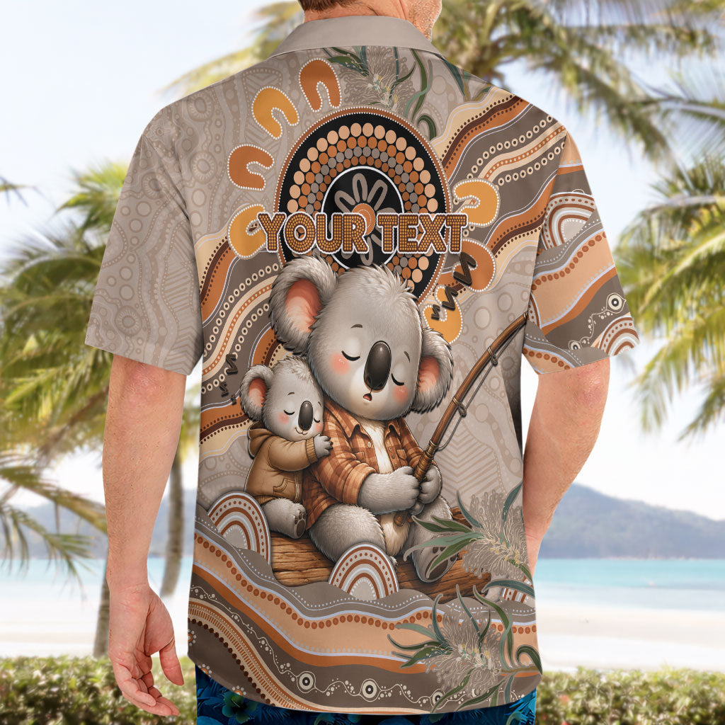 Personalised Australia Father's Day Hawaiian Shirt Koality Dad Fishing Aboriginal Dot Art