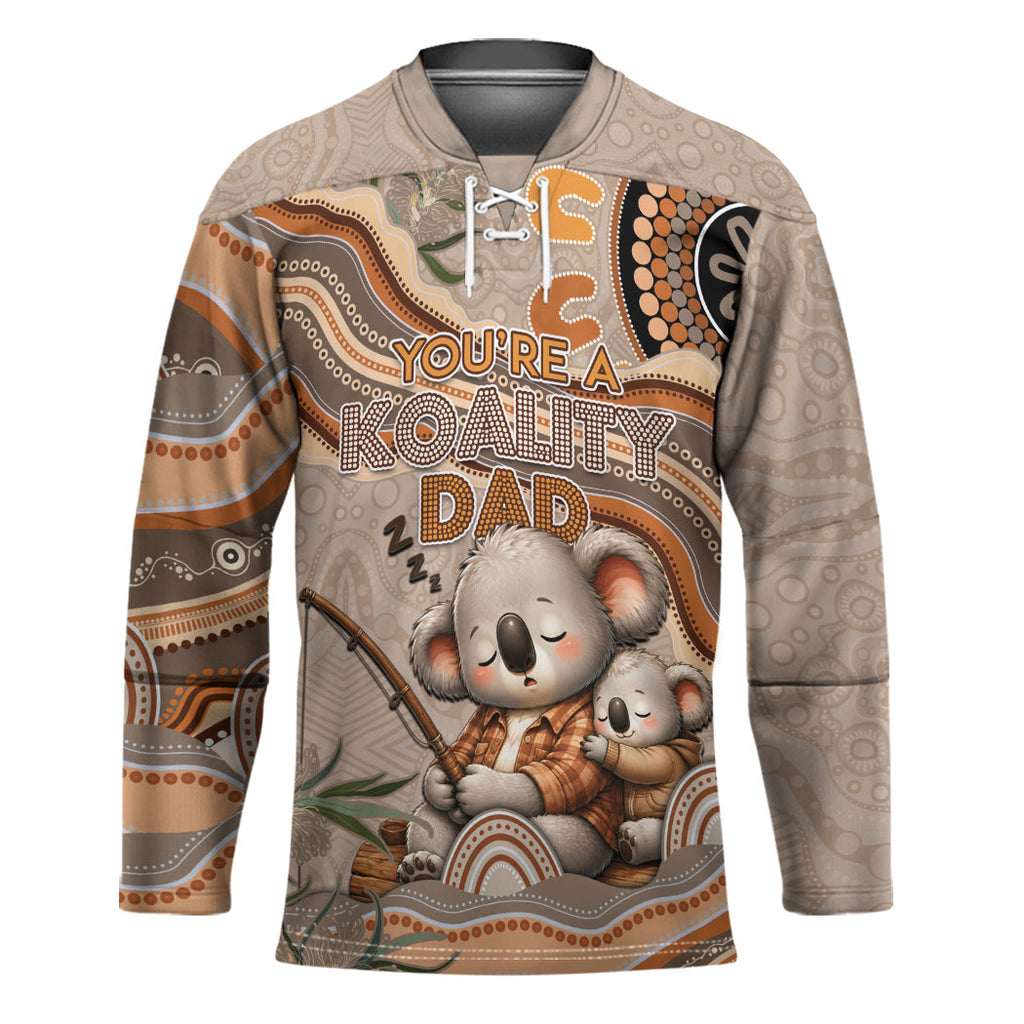 Personalised Australia Father's Day Hockey Jersey Koality Dad Fishing Aboriginal Dot Art