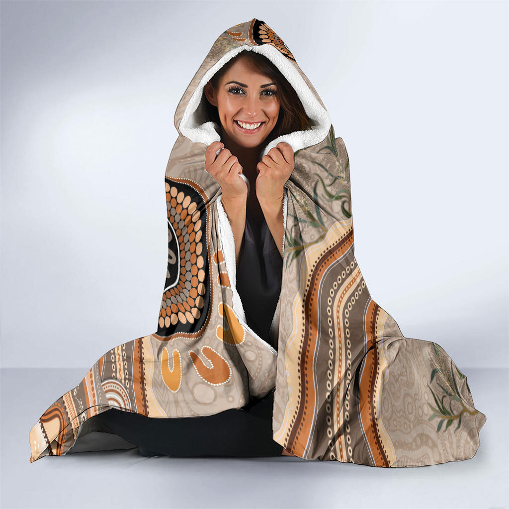Australia Father's Day Hooded Blanket Koality Dad Fishing Aboriginal Dot Art