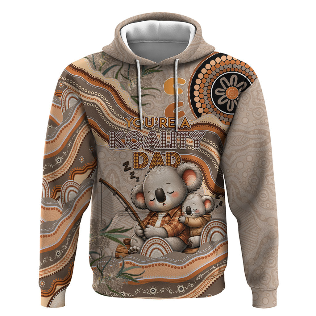 Personalised Australia Father's Day Hoodie Koality Dad Fishing Aboriginal Dot Art