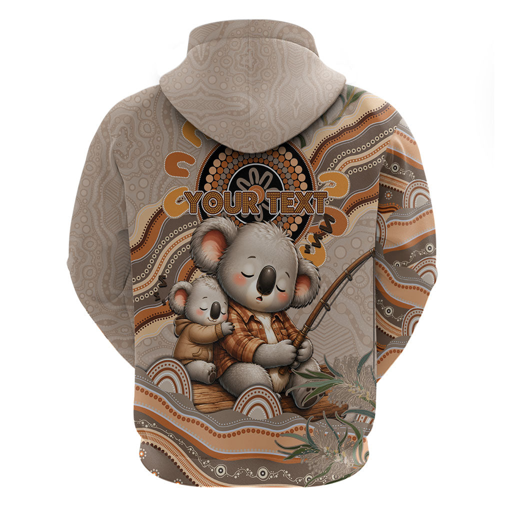 Personalised Australia Father's Day Hoodie Koality Dad Fishing Aboriginal Dot Art
