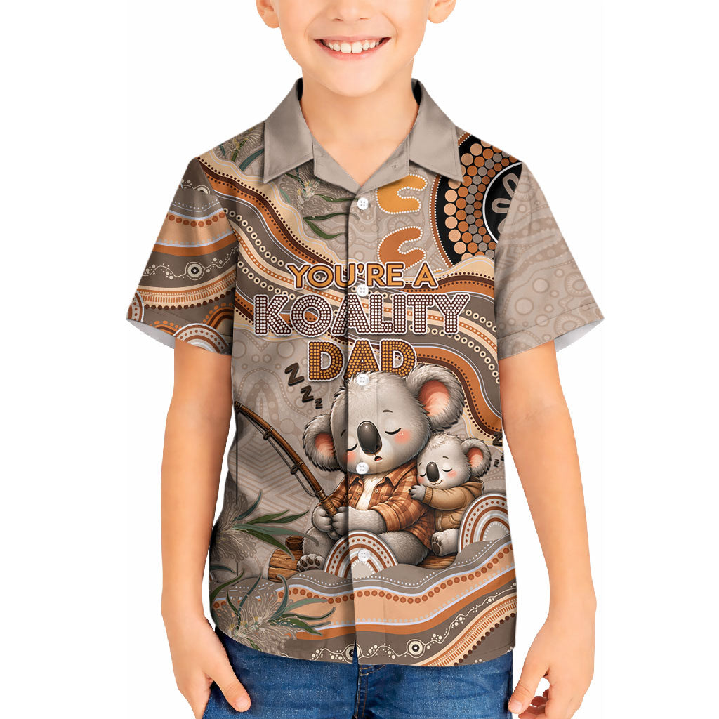 Personalised Australia Father's Day Kid Hawaiian Shirt Koality Dad Fishing Aboriginal Dot Art